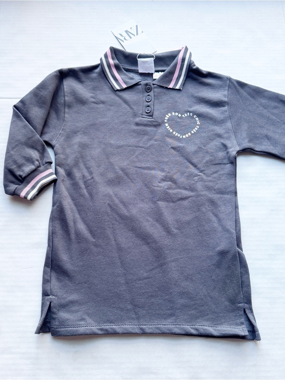 Zara Girl New Collared Sweatshirt Dress in Grey Size 3Y NWT